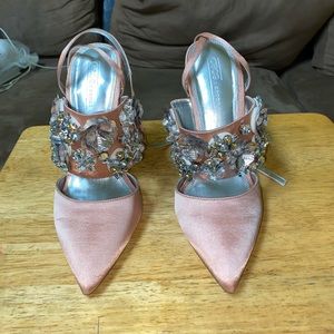 ASOS PAPAYA Bridal Embellished Satin Nude Heels